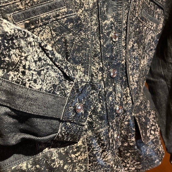 H&D Distressed Genuine Leather/Denim Jacket - Picture 5 of 15